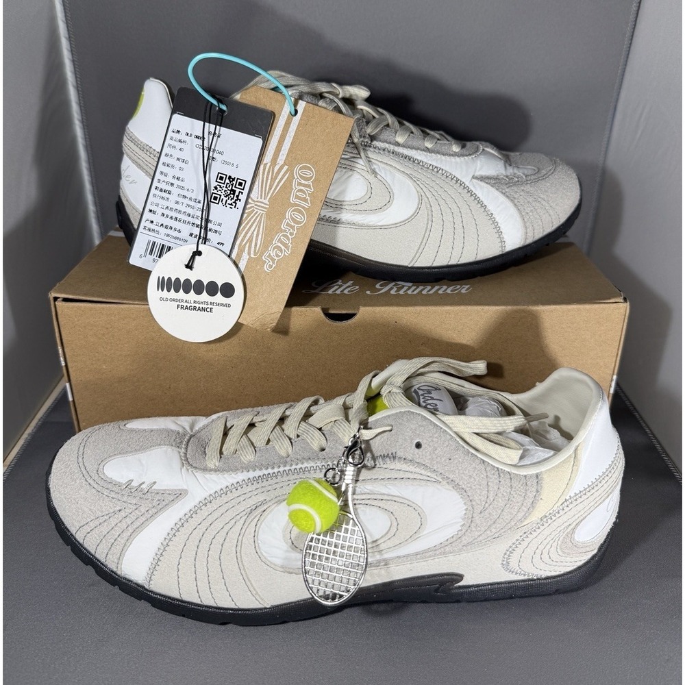 OLD ORDER Turbo Lite 2.0 Tennis Beige Shoes Size 8.5 2000's Y2K Style